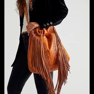 NWOT RARE Free People AMARILLO Brown Fringed Shoulder Bag